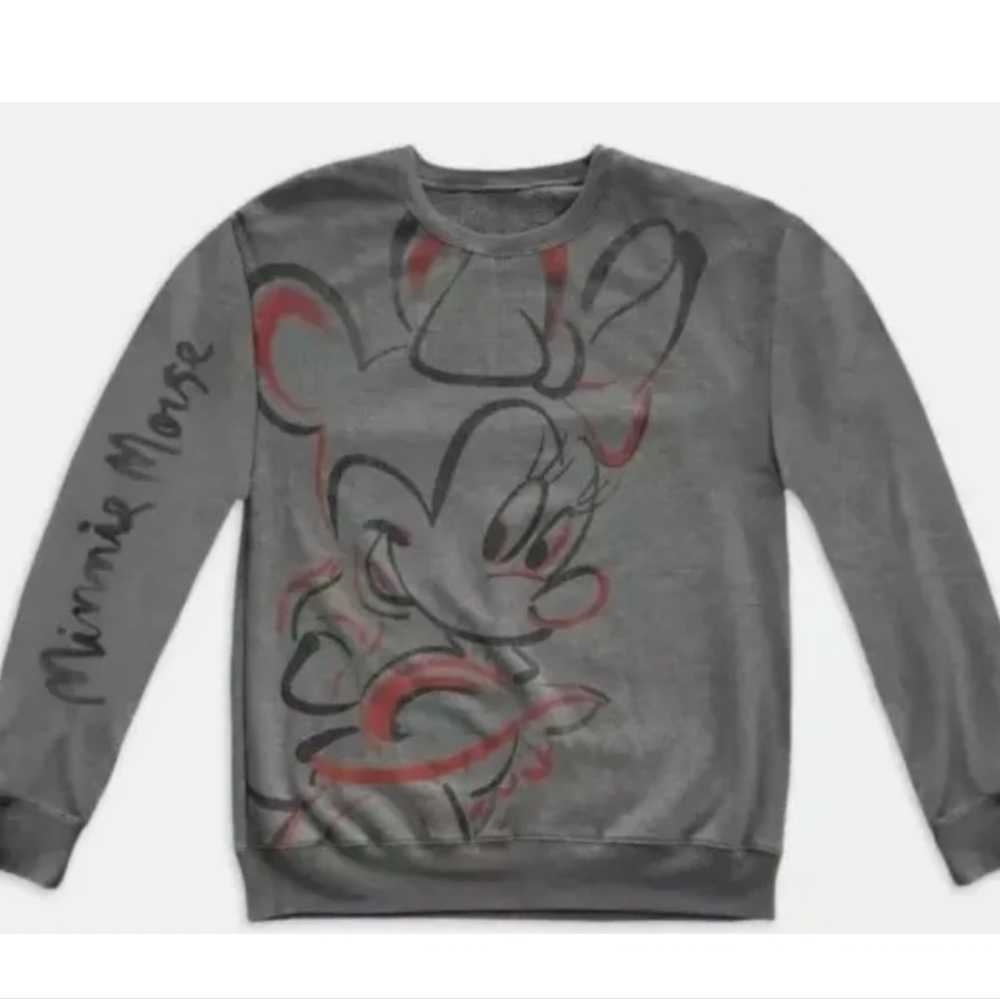 Minnie Mouse adult pullover sweatshirt large Top sketch paint Disney store